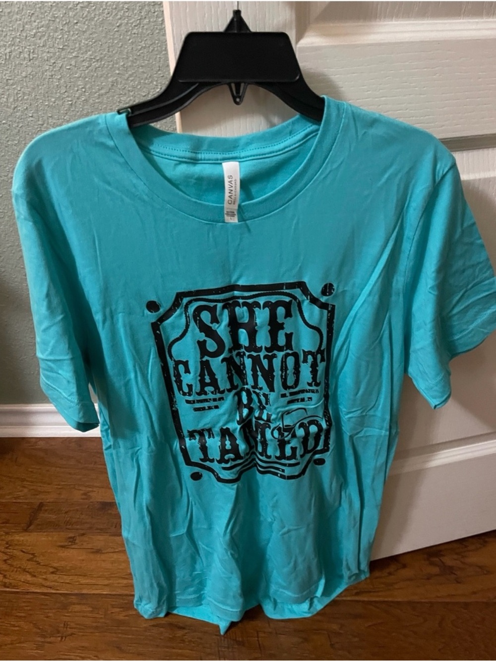 Bella Canvas Turquoise Graphic Tee with Black Print